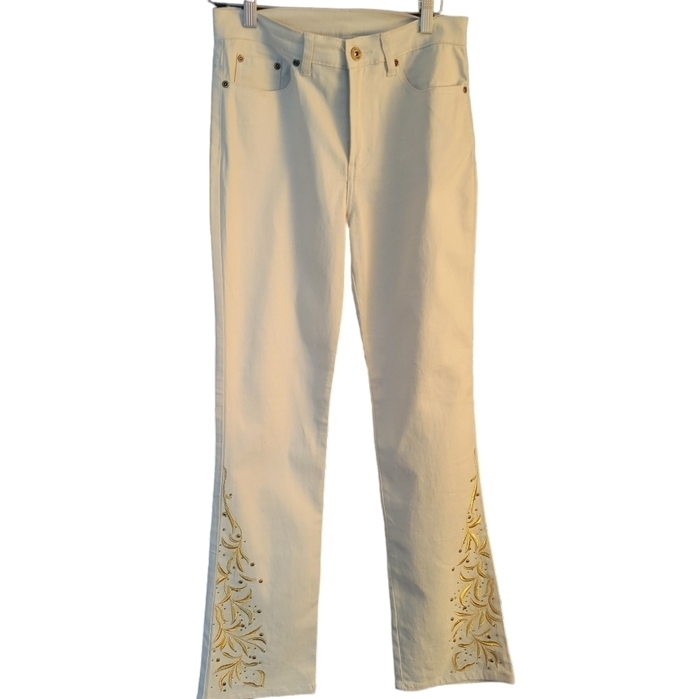 Diane Gilman DG2 Jeans Cream With Embellishments 4